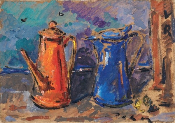 Artwork by Filippo de Pisis, NATURA MORTA CON CAFFETTIERE, Made of Oil on cardboard