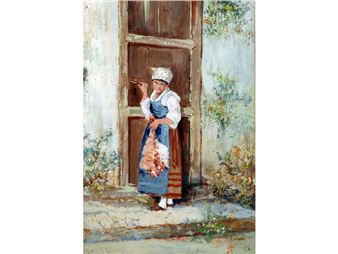 Contadina con polli - Gennaro Irolli