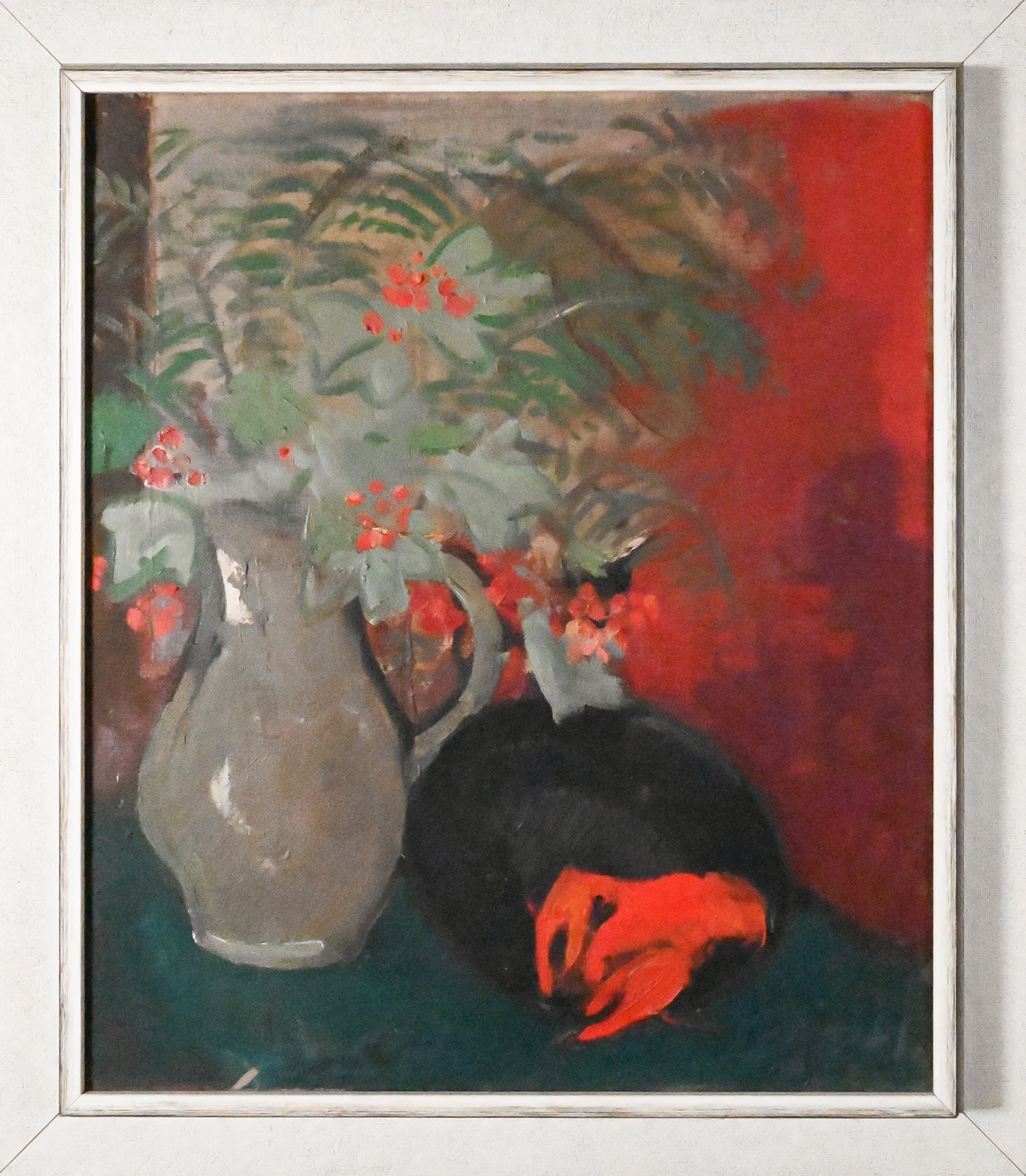 Artwork by Juris Soikans, ‚Stillleben mit Krug und Hummer‘, Made of oil / canvas