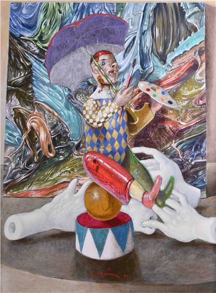 "Selbstbildnis als Harlekin"