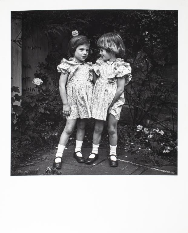 Artwork by Robert Mapplethorpe, Two young girls in garden, Made of black and white photograph on board