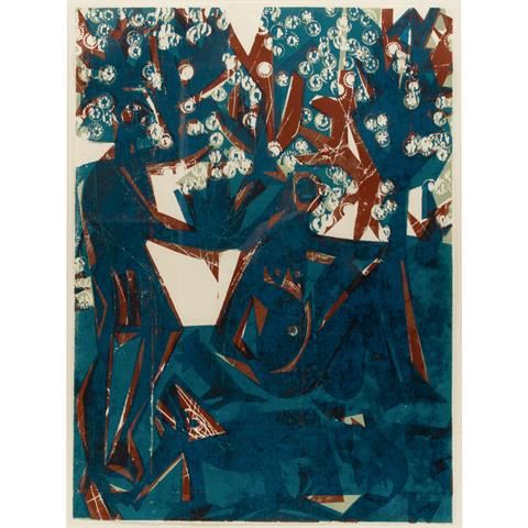 Frühling - Arkadia" aus der Folge "Baumblüte", by HAP  Grieshaber, 1972