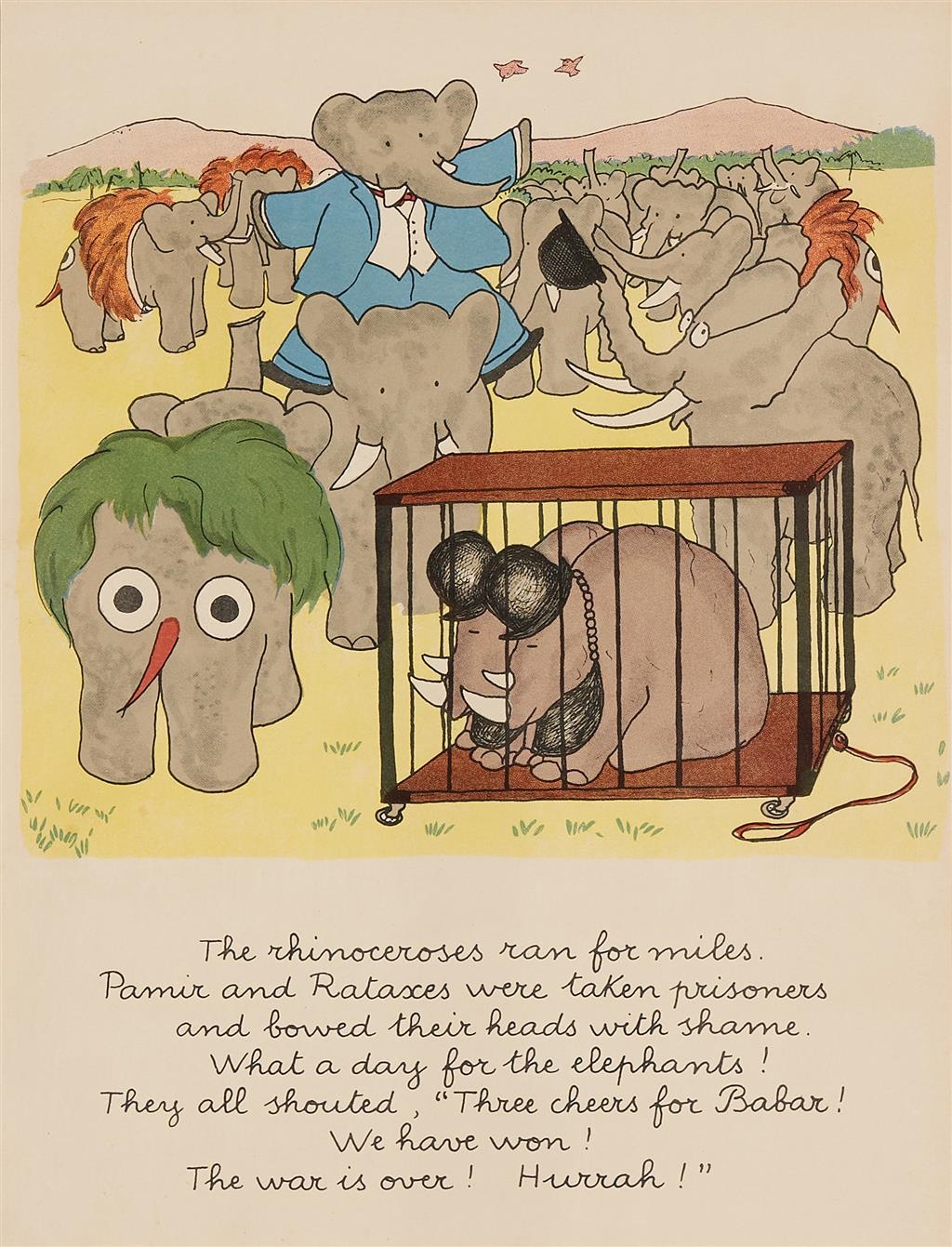 Artwork by Jean de Brunhoff, Babar The Elephant, Made of colour lithographs