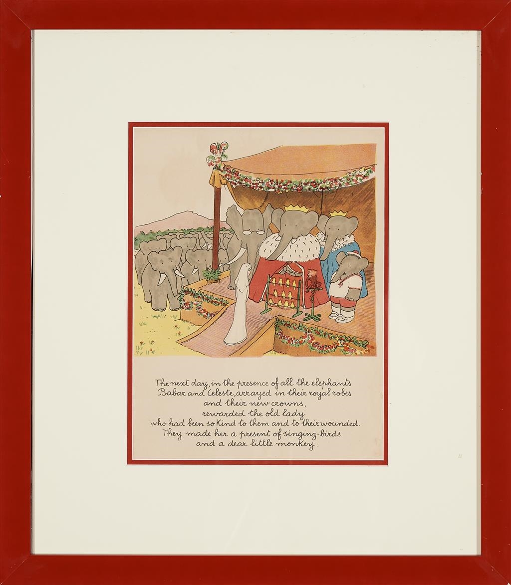 Artwork by Jean de Brunhoff, Babar The Elephant, Made of colour lithographs