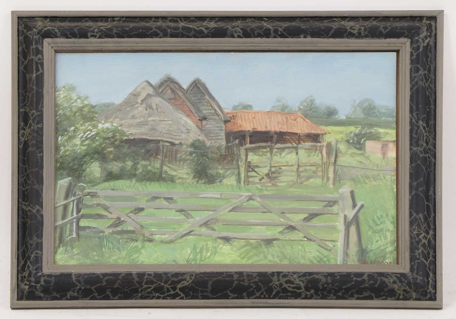 Artwork by Alan Dodd, Benacre farm barn, Made of gouache