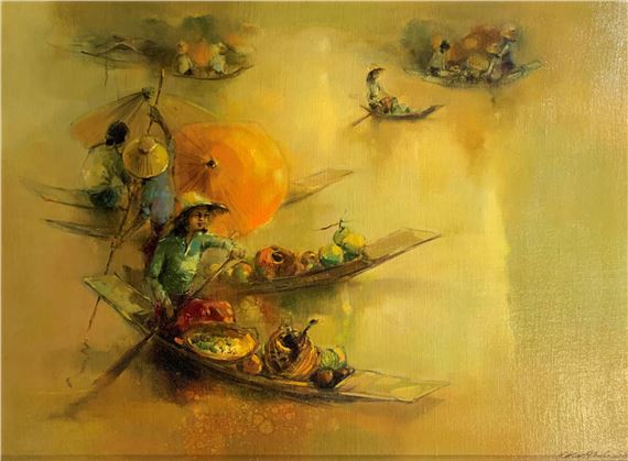 Floating Market, Bangkok by Choo Keng Kwang, 1968