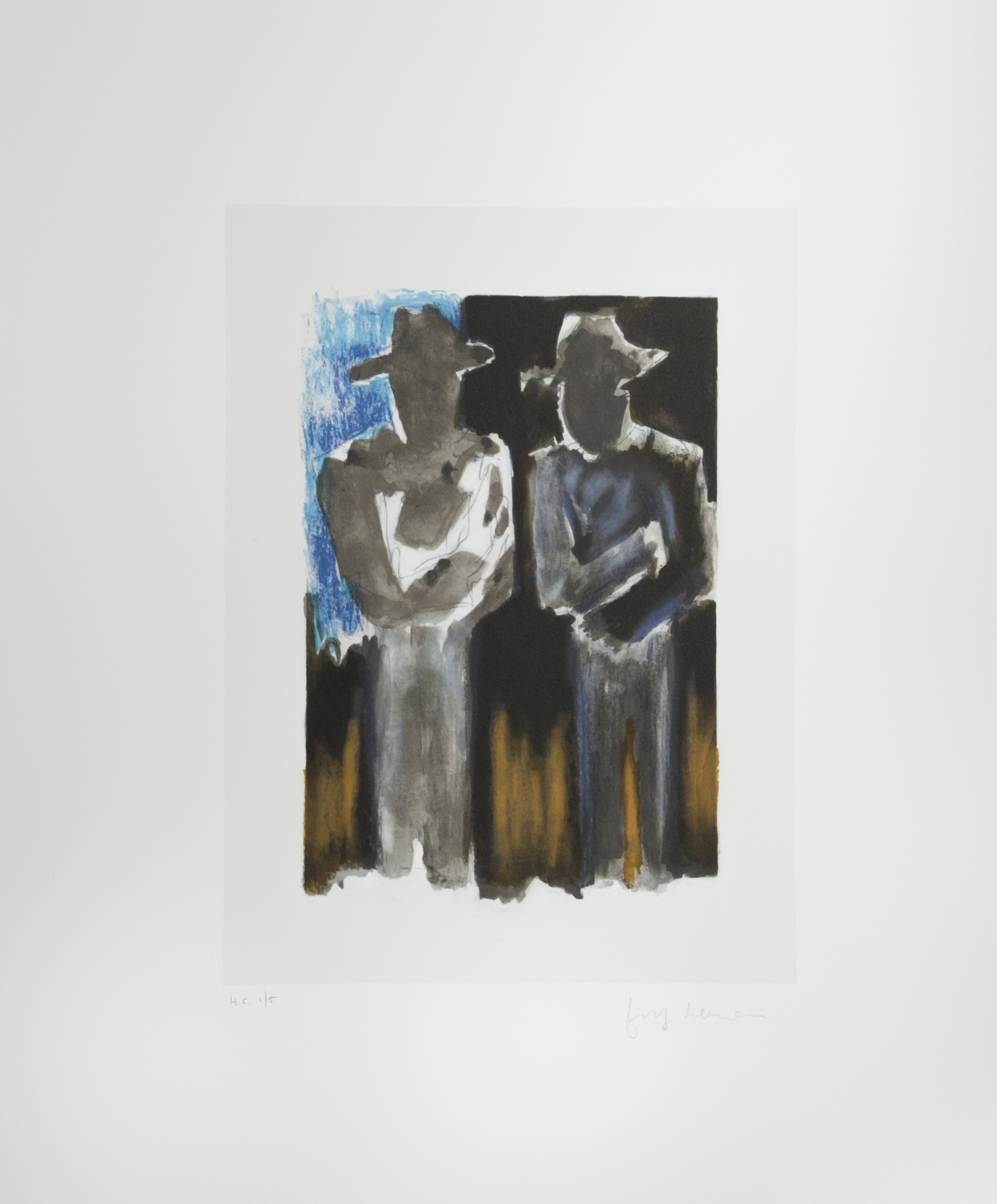 Artwork by Josef Herman, Conversation, Made of lithograph
