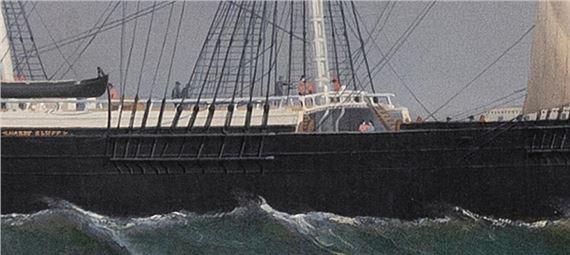 William Bradford | Starboard view portrait of the ship Harry Bluff ...