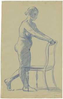 Nude standing by a chair - Vassili Nikolaevich Masiutine