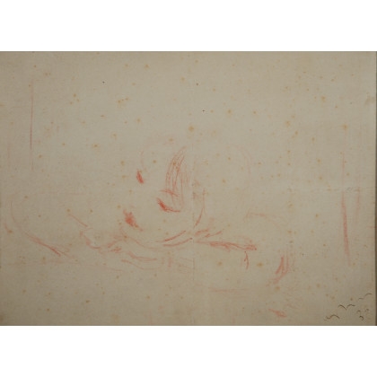 Artwork by Filippo de Pisis, Fanciulla, Made of red pastel on paper