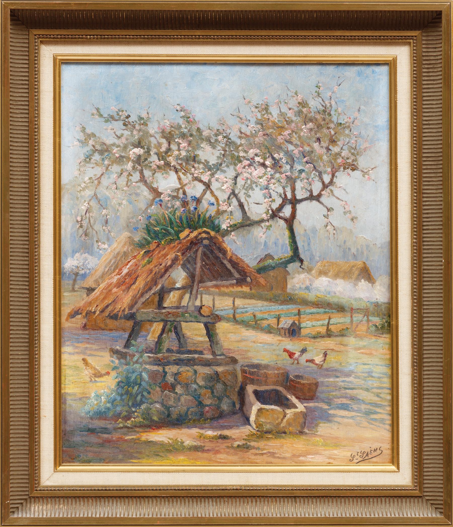 Artwork by Camille Saint-Saëns, Chickens on the Farm; Country Garden, Made of oil on panel