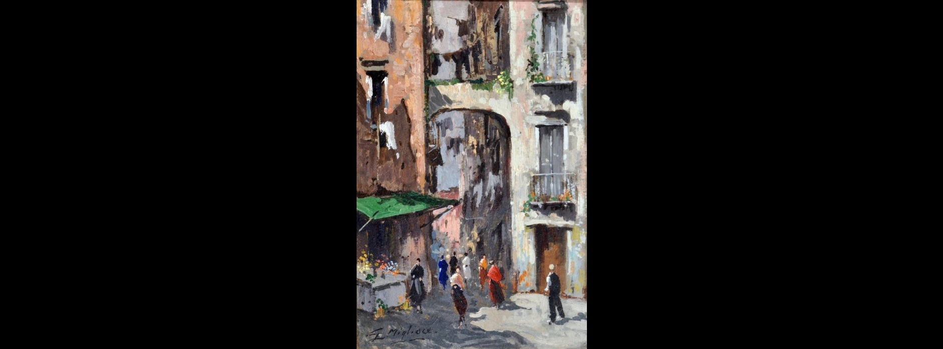 Artwork by Guglielmo Migliore, Vicolo, Made of oil on cardboard