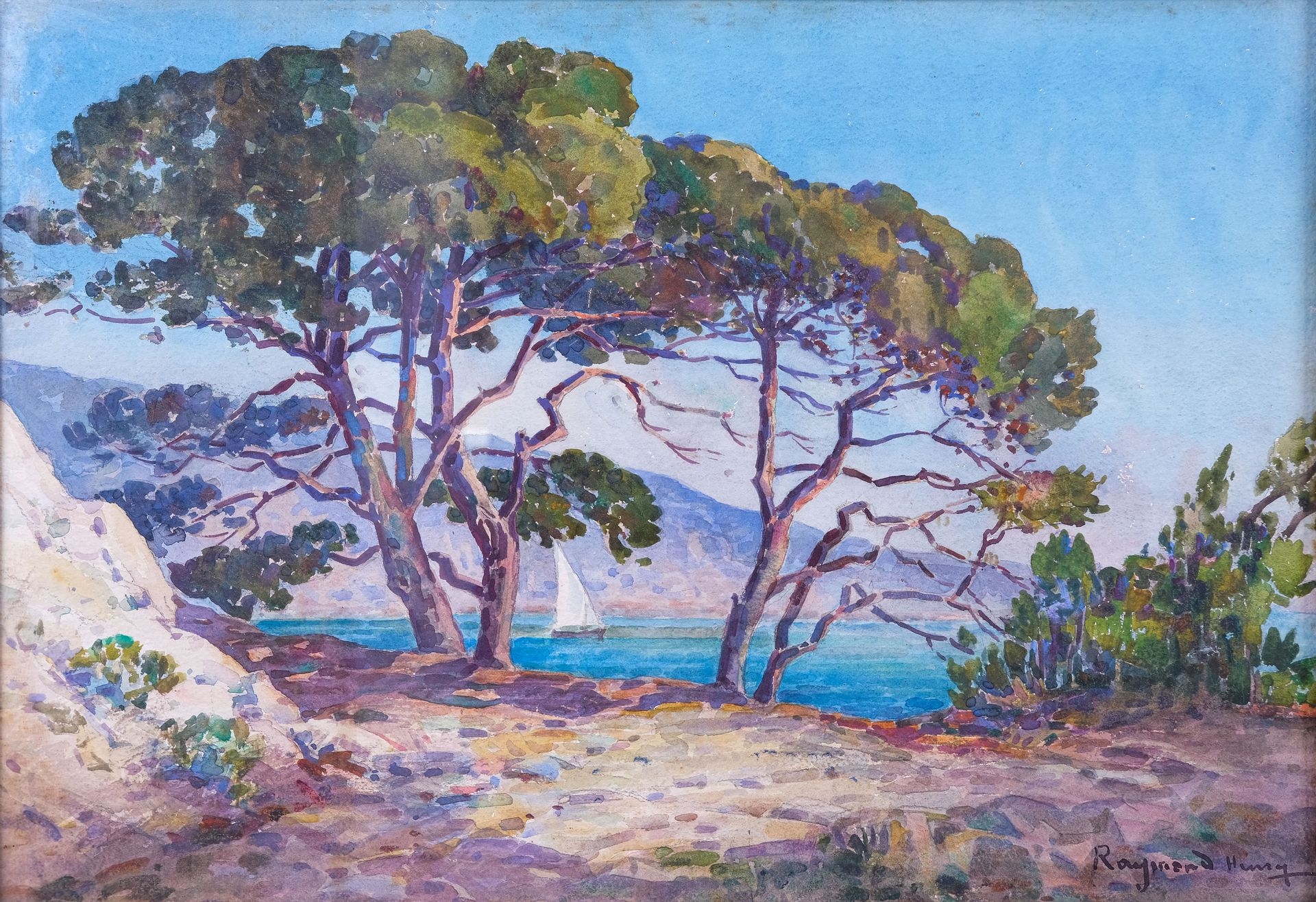 Provencal School, 20th Century Coastline, with pine trees MutualArt