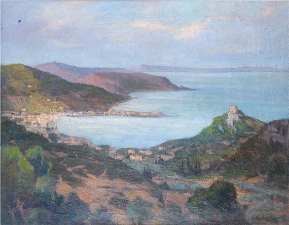 View of the Corsican coastline and the Genoese tower by Paul Justin Marcel Balmigère