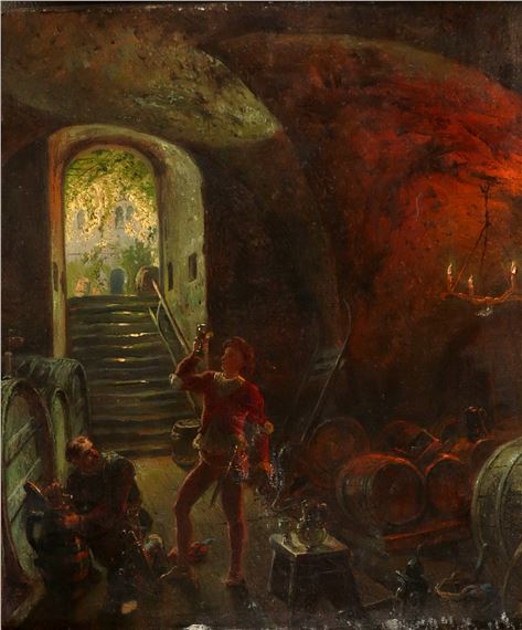 In the wine cellar by August von Wille