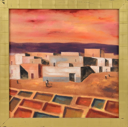 Artwork by Salvatore Magazzini, Concerie a Marrakech, Made of oil on masonite