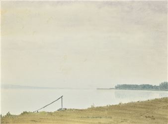 Shore of Lake Balaton with Stairs - Dezső Győri