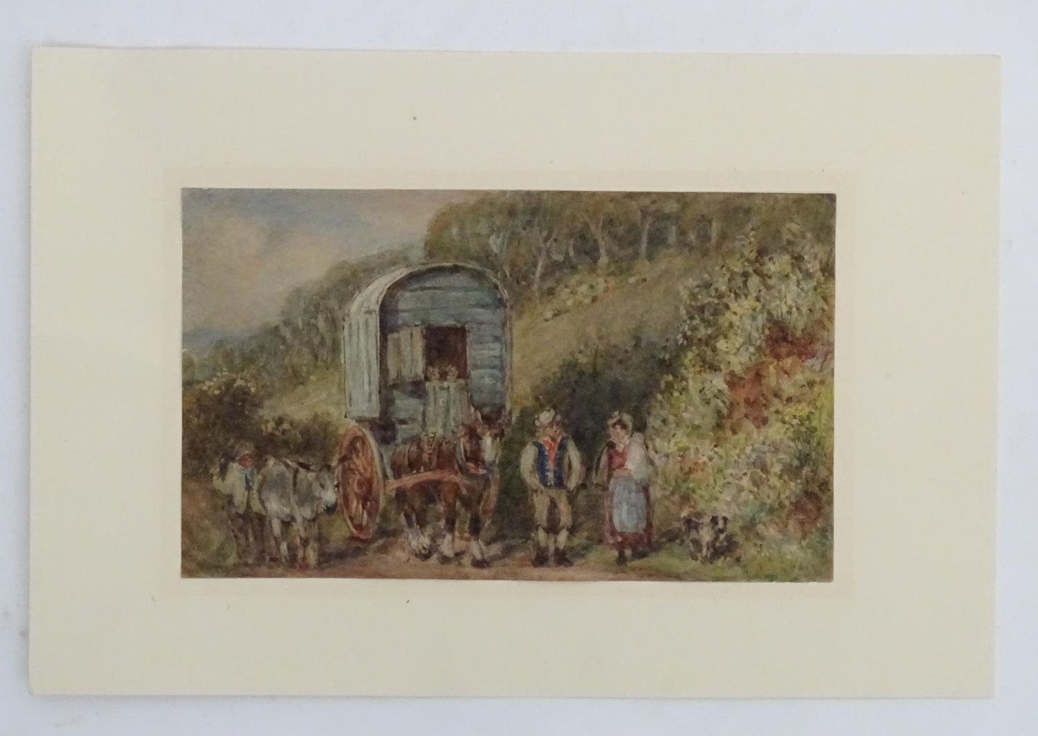 William James Muller Gypsies in a landscape with caravan and animals