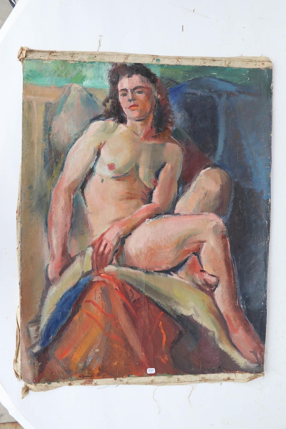 Artwork by Maurice Tisseyre, Nu féminin assis., Made of Oil on canvas