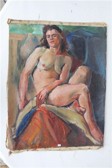 Nu féminin assis. by Maurice Tisseyre