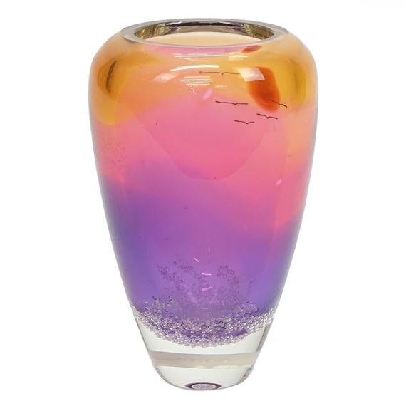 Sunset and Birds by Buzz Blodgett, dated 1993