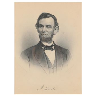 Antique Portrait Engraving of Abraham Lincoln - J. C. Buttre