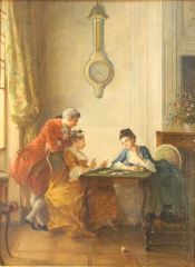 Gesellschaft Beim Kartenspiele by Louise Émilie Leleux-Giraud