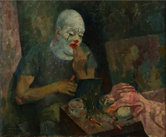 A clown backstage by Henry Hoyland