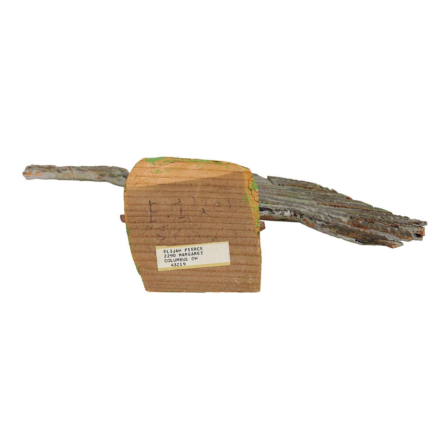 Artwork by Elijah Pierce, Buzzard with Chicks, Made of wood, paint and rhinestone