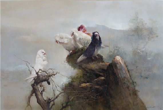 Doves on a Mountain Peak by Choo Keng Kwang, 1990