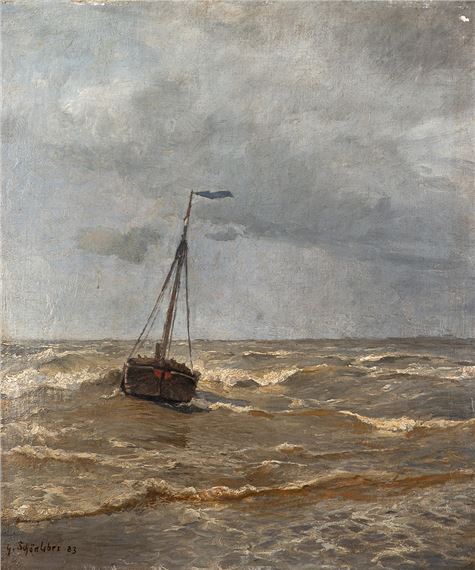 Fischerboot vor Hiddensee by Gustav Schönleber, 1883