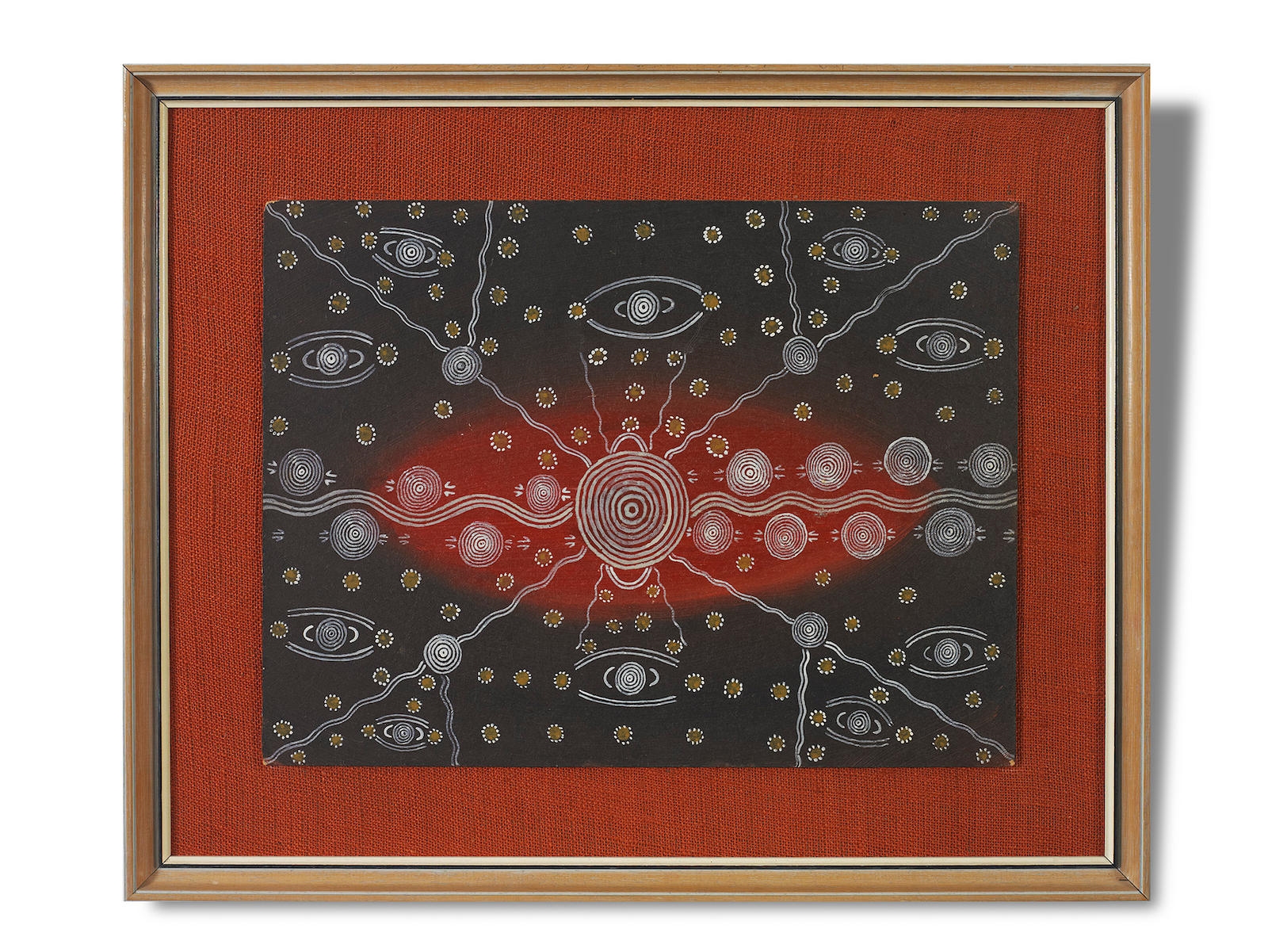 Artwork by Tim Leura Tjapaltjarri, Euro Hunting, Made of synthetic polymer paint on composition board