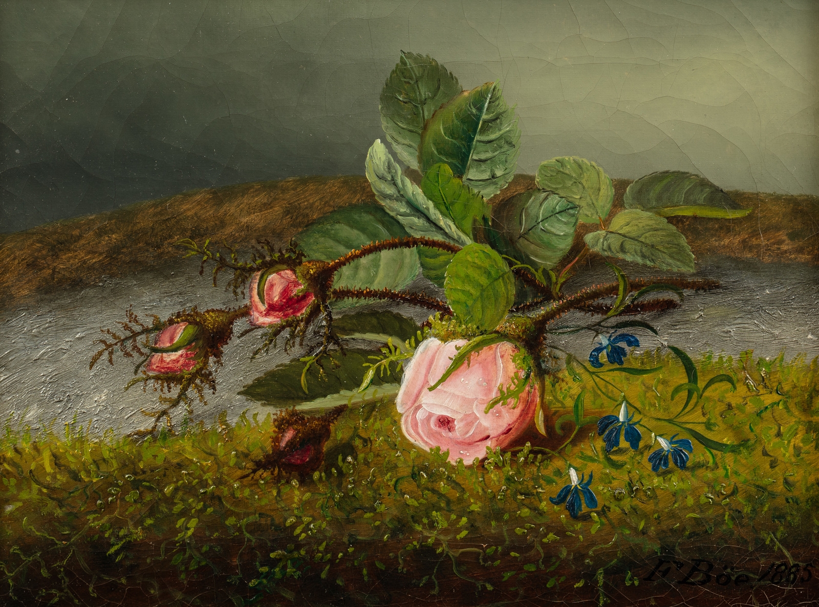 Artwork by Frants Diderik Bøe, "Roser", Made of oil on canvas