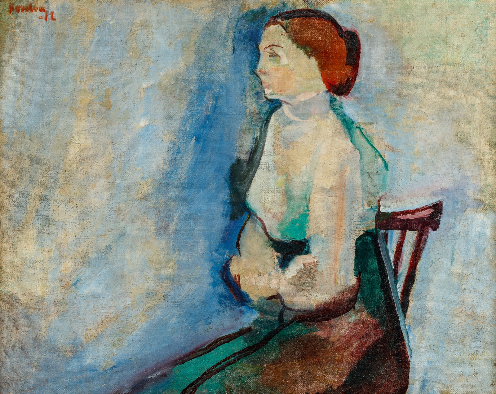 "Dame som sitter på en stol" by Ludvig Peter Karsten, 1912