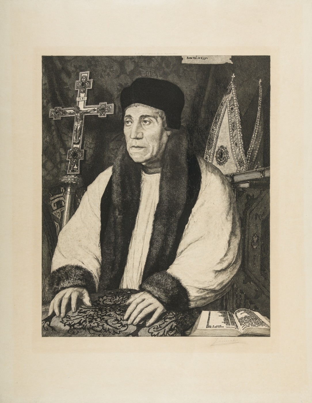 Portret arcybiskupa Canterbury Williama Warhama wg. Hansa Holbeina Młodszego by Felix Stanislas Jasinski, 1887