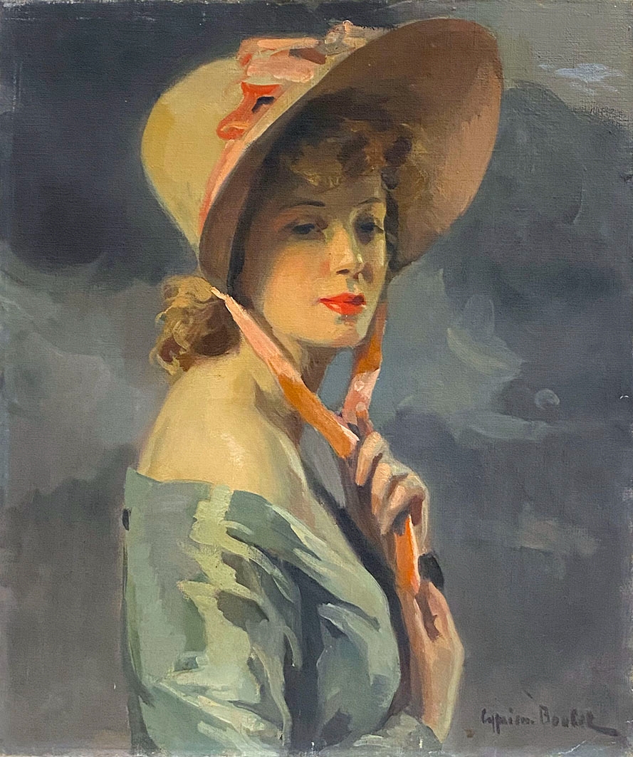cyprien-eug-ne-boulet-portrait-de-femme-au-chapeau-mutualart