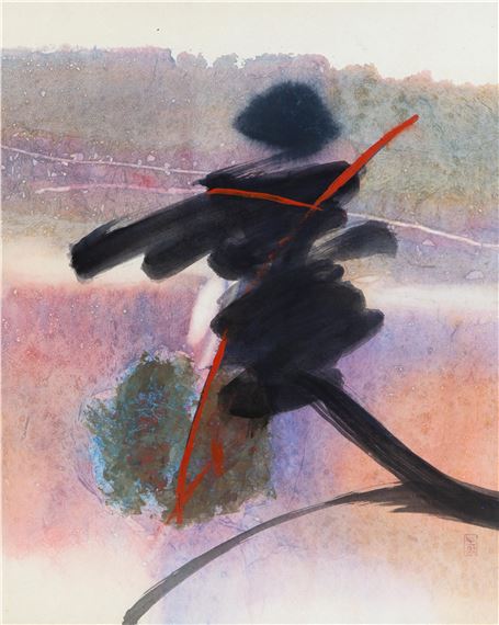 A composition with a moving black figure by Djoko KS, 1992