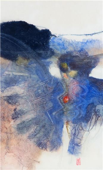 A composition in blue and black by Djoko KS, 1992