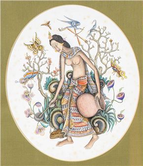 A woman fetching water - I Nyoman Barak