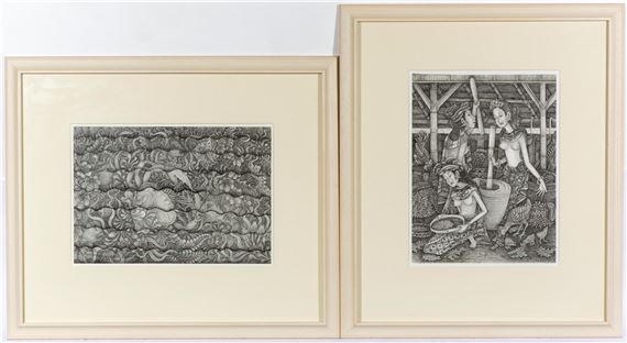 I. Mashing rice II. A composition with swimming fish by I Gusti Putu Sana, 30-2002