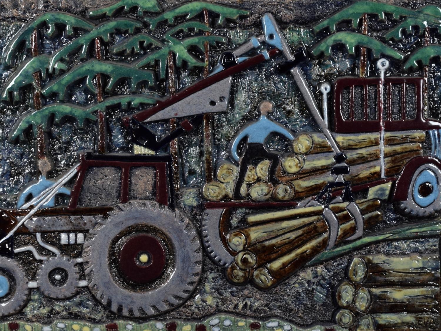 Artwork by Eva Hellbom, Relief with agricultural motif, Made of Wall relief Ceramic