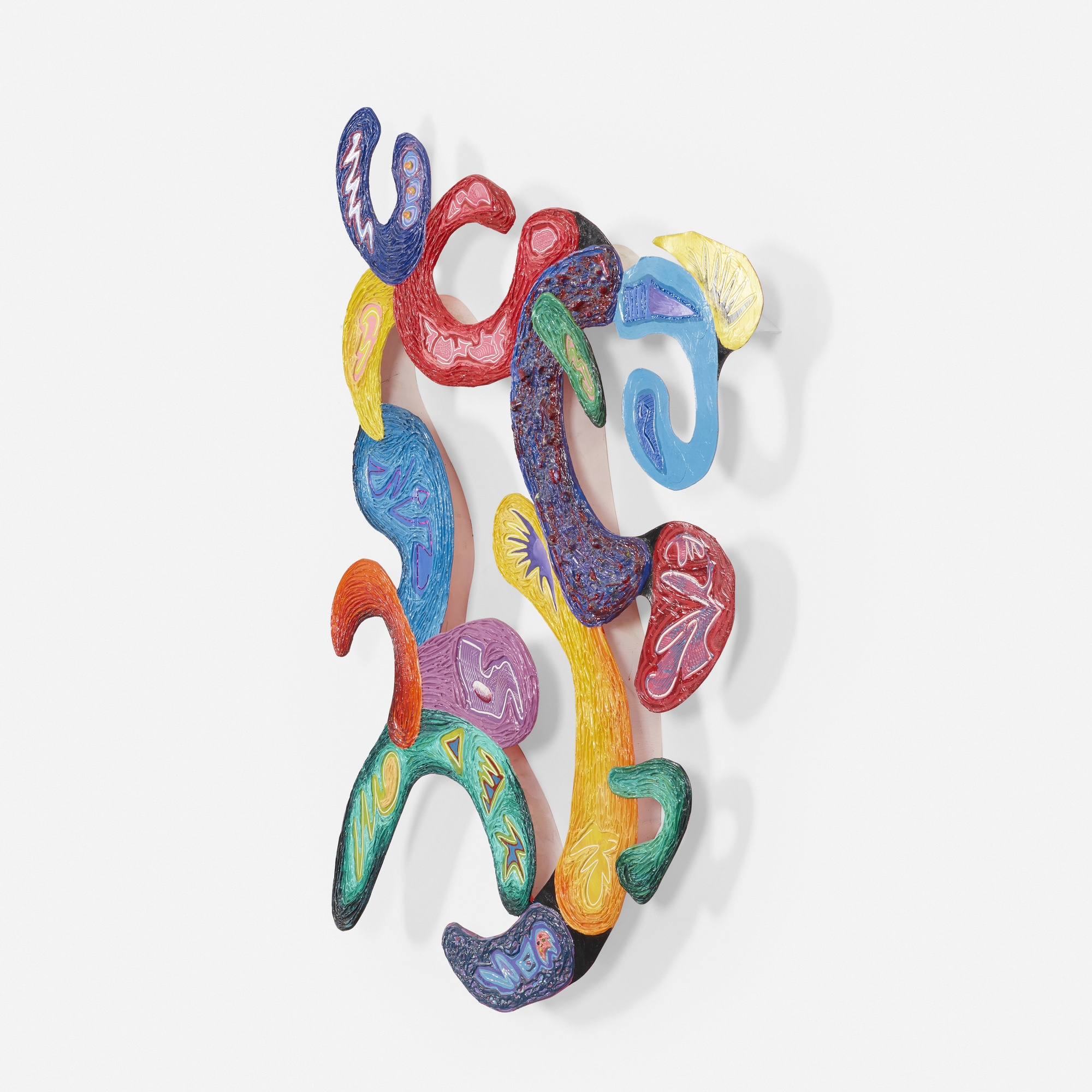 Artwork by Greg DePauw, Jazz Sweep, Made of acrylic, foil, and applied found objects cast in resin on metal construction