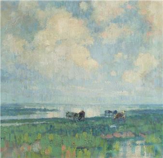 Kravky v močaristej krajine - Ján Grotkovský