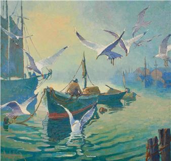 Dawn at Gloucester Harbor - Clayton Staples