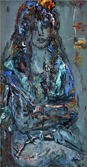 Dievča s kvetom vo vlasoch by Lea Mrázová, Okolo 1980