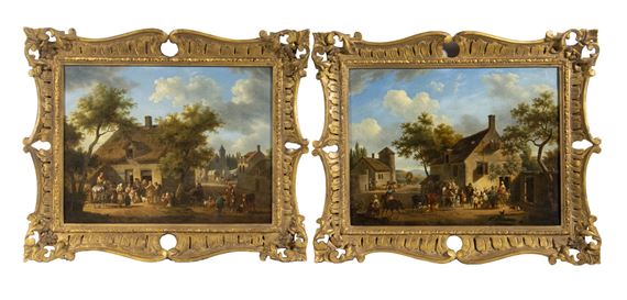 A Pair of Colloquial Village Scenes by Jean Francois Demay, dated 1829