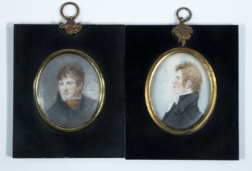 Young Red Haired Men in Regency costume and tousled hair styling by British School, 19th Century