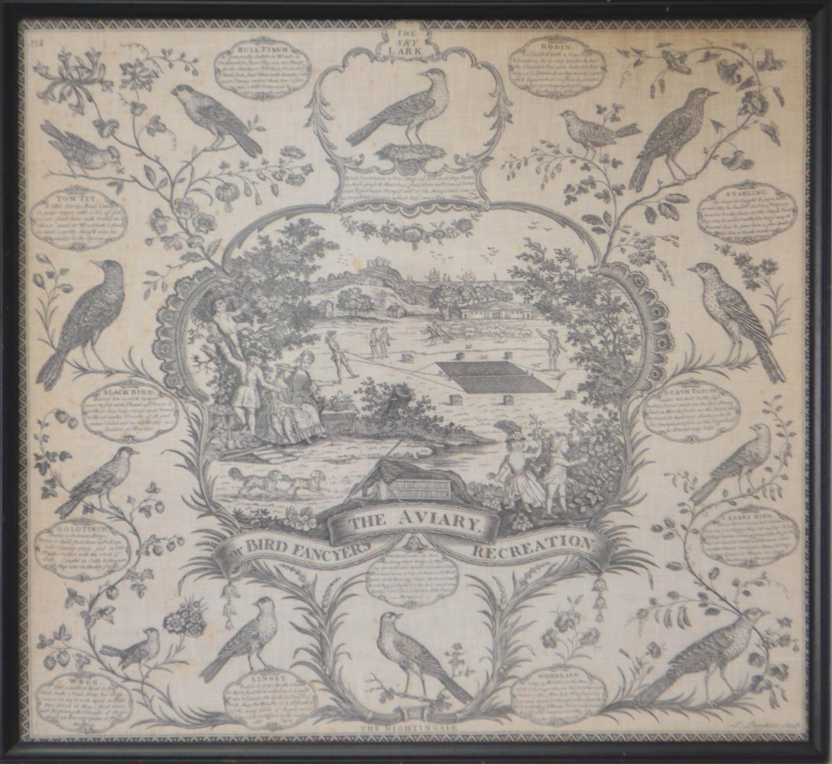 Artwork by J. Laughton Sculpt, THE AVIARY OR BIRD FANCIERS RECREATION, Made of Engraving on linen
