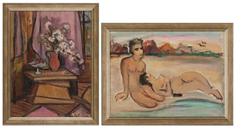 STILL LIFE WITH TABLE;  RESTING ON THE SHORE - Helen Stein