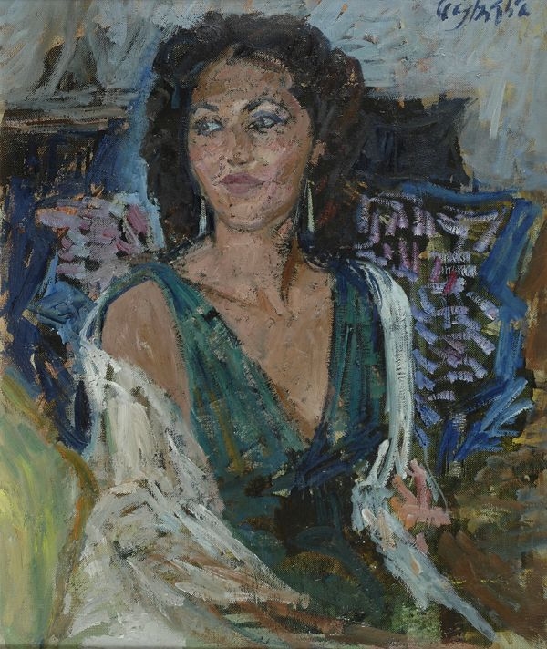 Artwork by Paolo Ghiglia, RITRATTO DI DONNA, Made of Oil on canvas